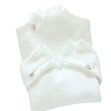 Yipinpay bottoming sweater fake two-piece pullover lace lotus leaf fungus edge collar top female autumn summer new bell sleeves