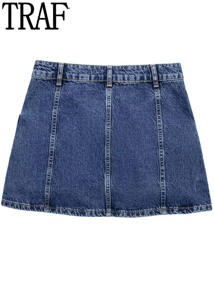 Yipinpay 2023 Denim Mini Skirt Women Cargo Jean Skirts Y2k Faded High Waist Blue Skirt Woman Fashion Streetwear Sexy Short Skirts