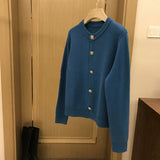 Yipinpay O-Neck Sweater French Elegant Single Breasted Women's Spring Autumn Winter New Fashion All-match Long Sleeve Top Coat