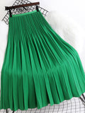 Yipinpay 2023 Spring Autunn Pleated Skirt Women Casual Fashion Elegant Solid Color High Waist Long Midi Skirts Ladies Chic Saia