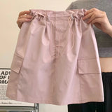 Yipinpay Spicy Girl American Retro Short Skirt for Women High Waist Slim Quick Drying Casual Drawstring Cargo Skirt Women Clothing