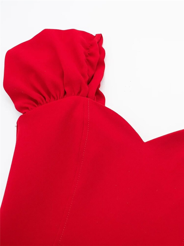 Yipinpay 2023 Red Dress Woman Off Shoulder Elegant Sexy Short Dresses Backless Short Sleeve Mini Evening Party Dresses For Women