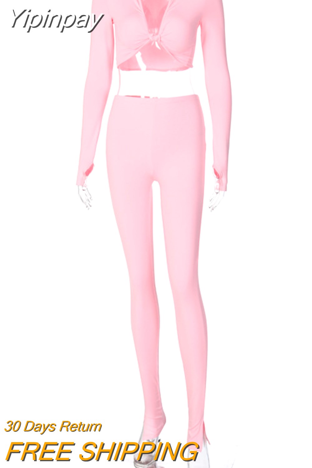 Yipinpay 2 Piece Outfits For Women Sexy Long Sleeve Crop Tops Drawstring Leggings Pants Sets Casual Sporty Sweatpants Tracksuits