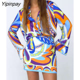 Yipinpay 2023 Print Shirt Women Vintage Long Sleeve Top Female Fashion Streetwear Collared Shirt Woman Summer Elegant Blouses