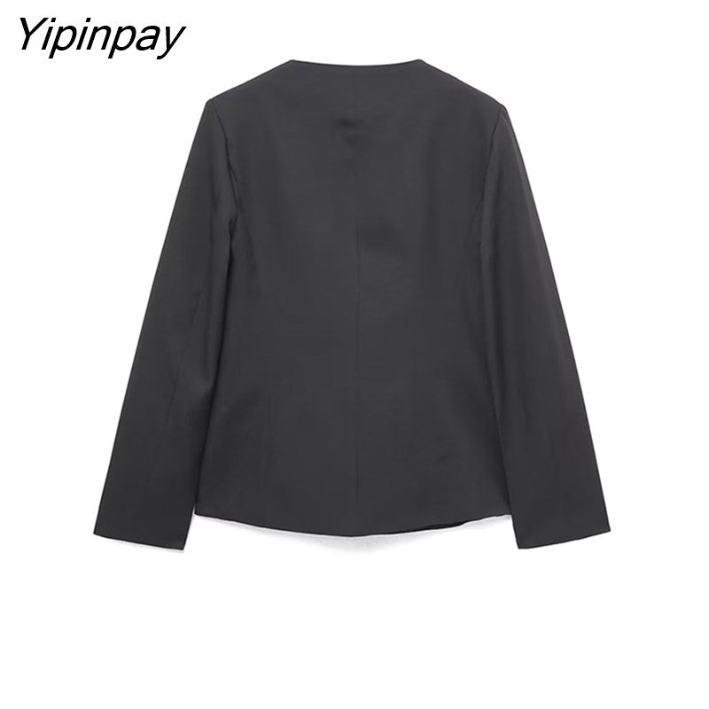 Yipinpay Ladies Blazer Jackets 2023 Spring Autumn Solid Office Outfits Coats Single Breasted Long Sleeve Chic Outwear
