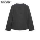 Yipinpay Ladies Blazer Jackets 2023 Spring Autumn Solid Office Outfits Coats Single Breasted Long Sleeve Chic Outwear