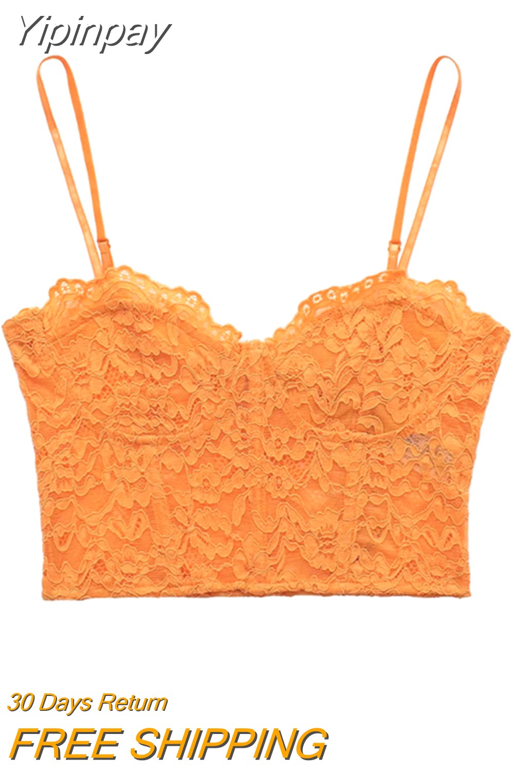 Yipinpay 2023 Black Lace Top Female Sexy Corset Crop Top Women Woman Orange Cut Out Tank Tops Backless Summer Bustier Tops Y2k Camis