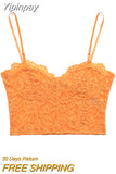 Yipinpay 2023 Black Lace Top Female Sexy Corset Crop Top Women Woman Orange Cut Out Tank Tops Backless Summer Bustier Tops Y2k Camis