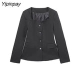 Yipinpay Ladies Blazer Jackets 2023 Spring Autumn Solid Office Outfits Coats Single Breasted Long Sleeve Chic Outwear
