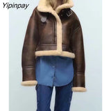 Yipinpay Winter Women Thicken Fleece Jackets 2023 Warm Long Sleeve Zipper Coats Loose Vintage Female Waistcoat Chic Cold Outwear