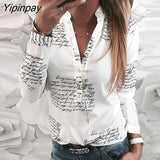 Yipinpay Print Button Design Casual Shirt Womens Tops and Blouses