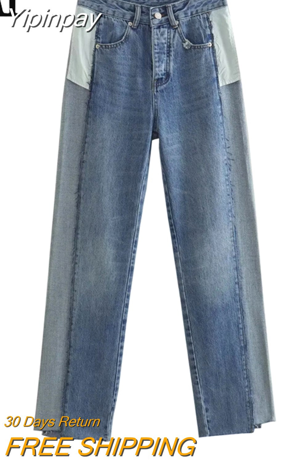 Yipinpay 2023 Jeans For Women Mid-Rise Denim Trousers Women Streetwear Y2k Pants Woman Fashion Asymmetric Frayed Hem Summer Pants