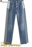 Yipinpay 2023 Jeans For Women Mid-Rise Denim Trousers Women Streetwear Y2k Pants Woman Fashion Asymmetric Frayed Hem Summer Pants