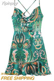 Yipinpay 2023 Fashion Print Women's Dress Summer Female Slip Casual Mini Dresses Female Loose A-Line Short Dress Ladies Dresses