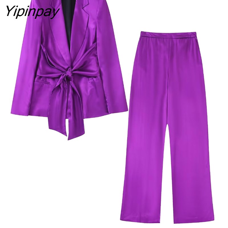 Yipinpay New Spring Autumn Women Blazer Coats Sets 2023 Fashion Office Outfits Solid Jackets+Trousers Basic Zipper Long Pant