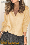 Yipinpay autumn and winter new lace V-neck coat head sweater ladies loose long sleeve solid color sweater pullover tops