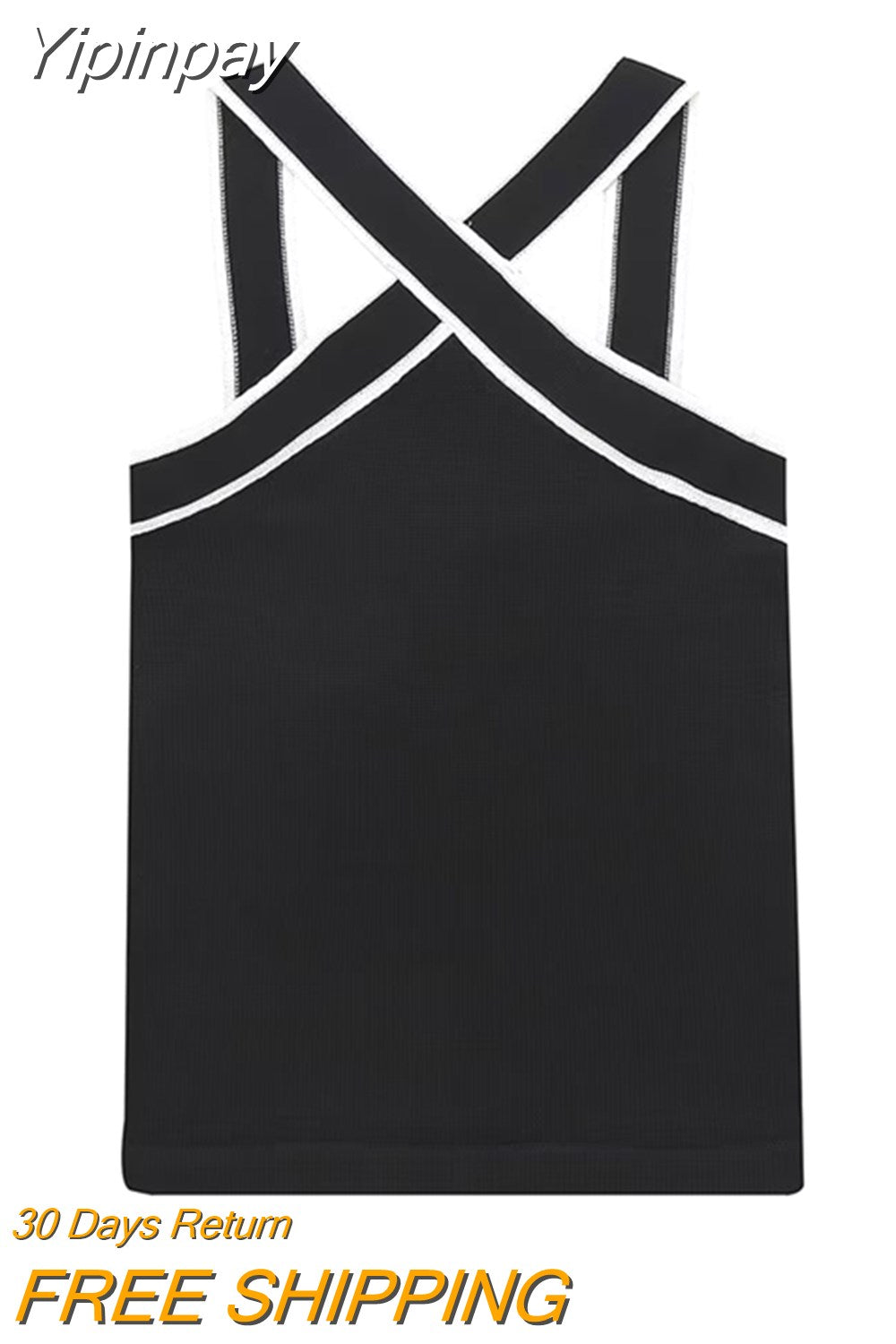 Yipinpay 2023 Black Knit Tank Top Female Off Shoulder Crop Tops For Women Backless Sleeveless Top Woman Streetwear Sexy Summer Tops