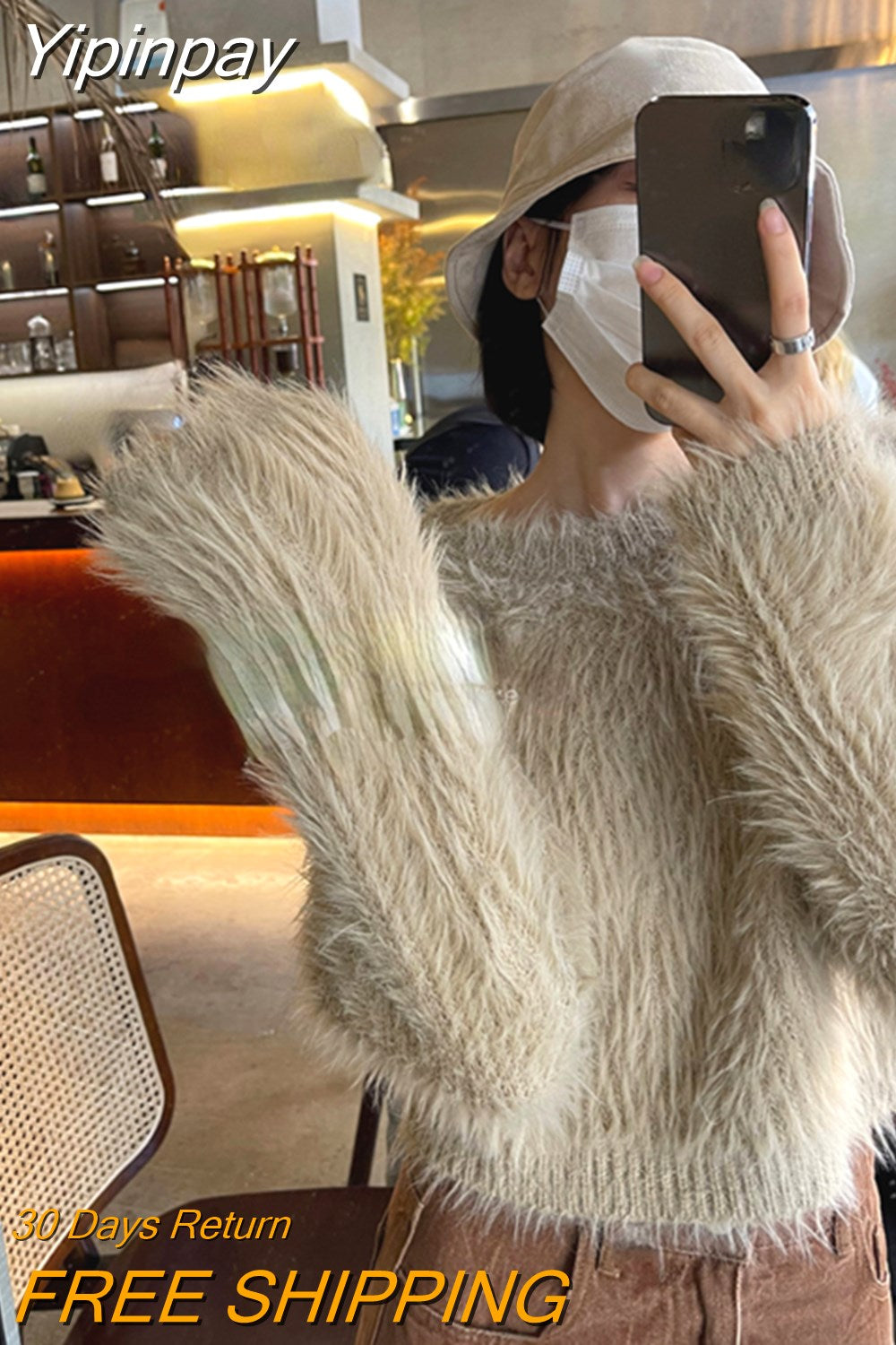 Yipinpay Crop Tops Woman Casual Knitted Sweater 2023 Autumn Long Sleeve Pure Color Pullover Elegant Korean Fashion Clothing Female
