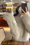 Yipinpay Crop Tops Woman Casual Knitted Sweater 2023 Autumn Long Sleeve Pure Color Pullover Elegant Korean Fashion Clothing Female