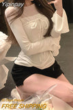 Yipinpay Color Basic Y2k Tops Woman Woman Design Korean Style Long Sleeve Pullover Casual Elegant Fashion Clothing 2023 Spring Chic