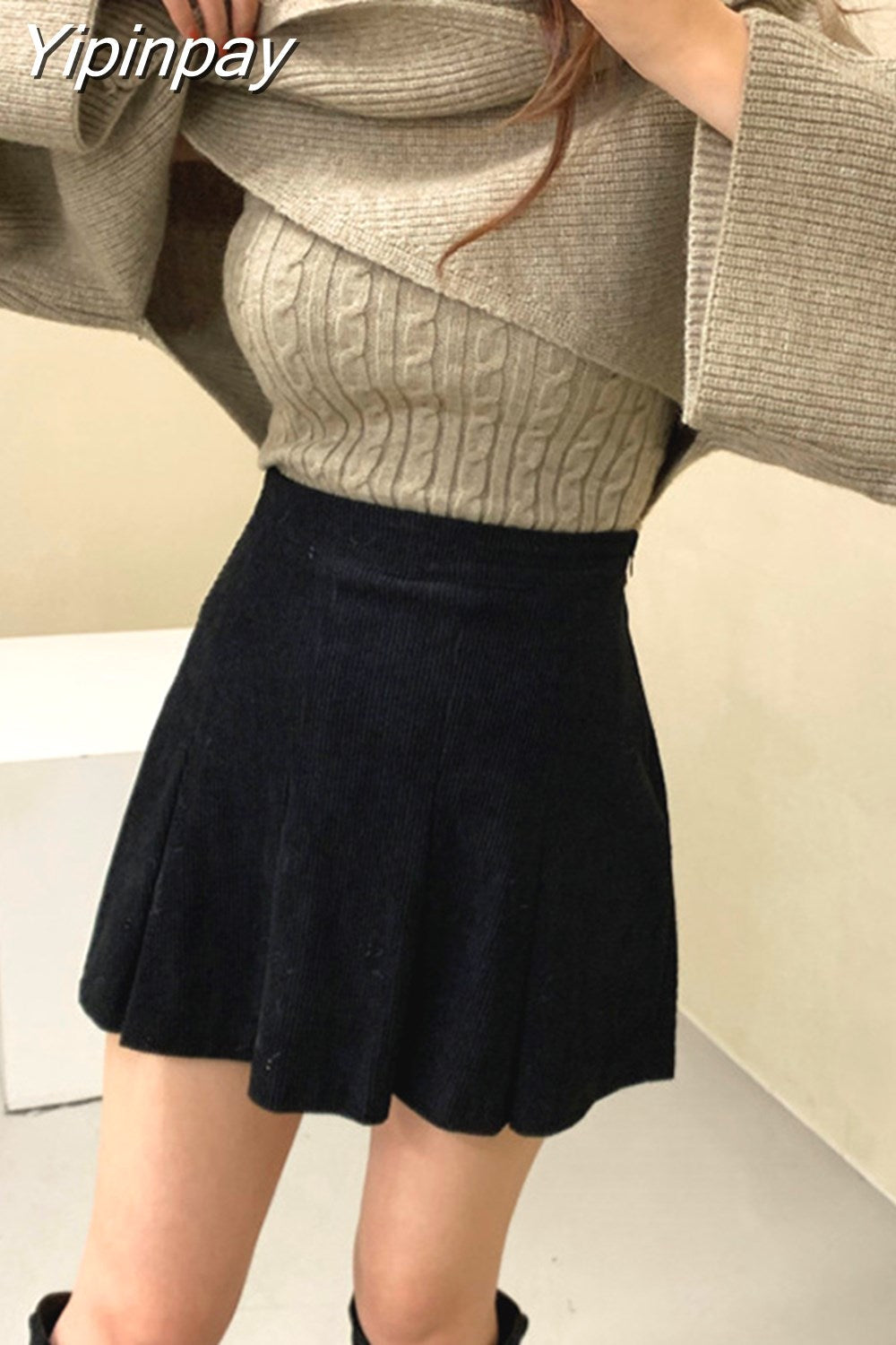 Yipinpay piece knitted sweater Set short pullover vest + bat sleeve sweaters cloak 2pc sets Korean style woolen ladies elegant Top