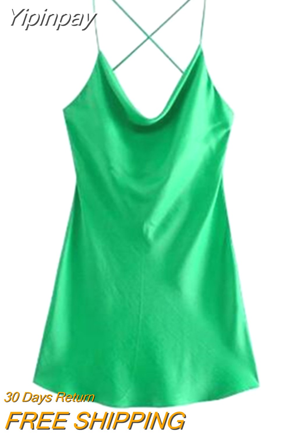 Yipinpay 2023 Green Slip Dress Woman Mini Satin Dress Women Backless Pink Summer Dresses Thin Straps White Black Night Dresses