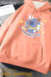 Yipinpay new cute cartoon print hoodie women's Y2K autumn plus velvet thick loose sweatshirt couple casual all-match pullover hoodie