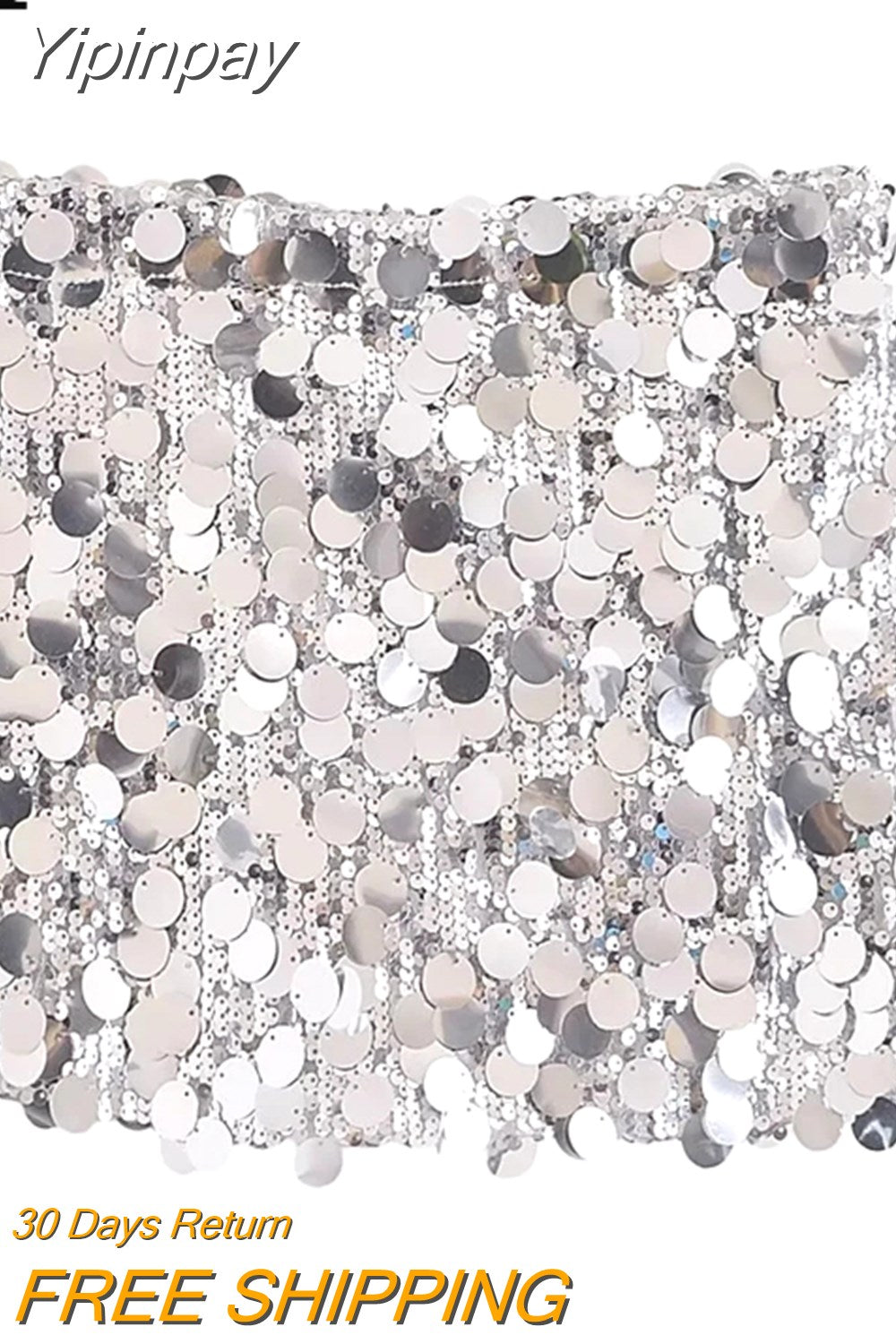 Yipinpay 2023 Sequin Skirt Women Glitter Silver Short Skirt Woman Fashion High Waist Mini Summer Skirts Shiny Sexy Women's Skirts