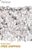 Yipinpay 2023 Sequin Skirt Women Glitter Silver Short Skirt Woman Fashion High Waist Mini Summer Skirts Shiny Sexy Women's Skirts