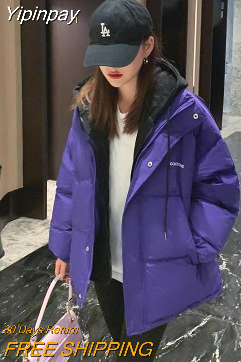 Yipinpay Thicken Women Coats And Jackets Winter Casual Fake Two Piece Cotton Jacket Stitching Hood