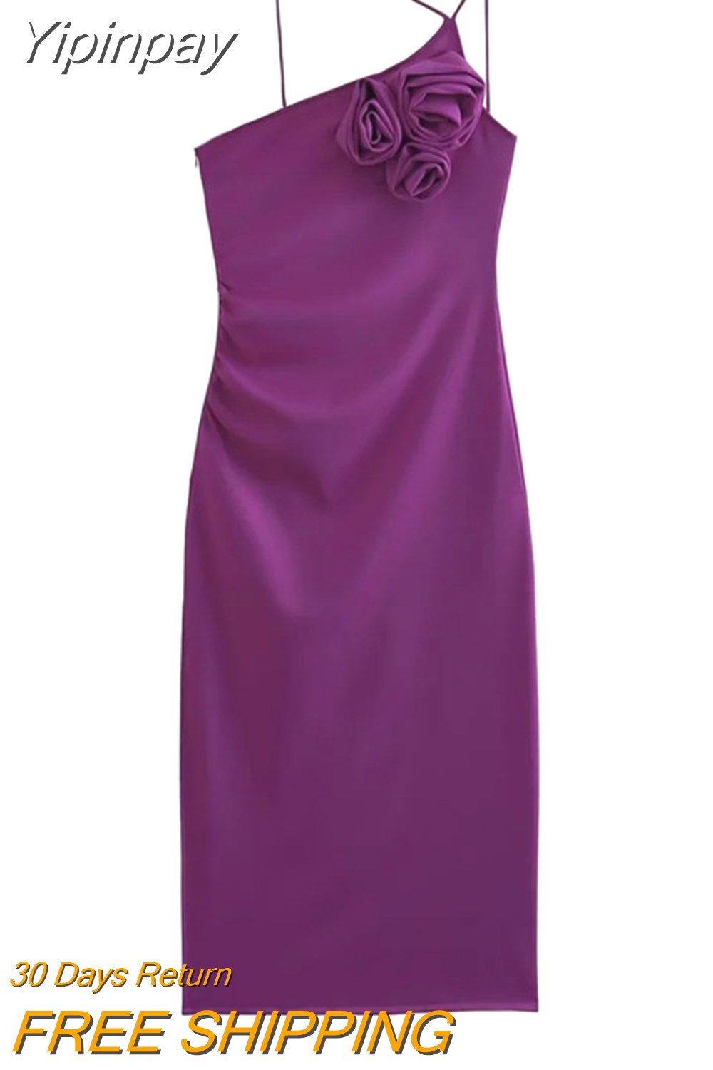 Yipinpay 2023 Purple Flower Long Dress Women Asymmetric Backless Slip Dress Woman Off Shoulder Sexy Elegant Party Dresses For Women