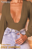 Yipinpay Black V Neck Sexy Bodysuit Women Puff Sleeve Bodycon Short Jumpsuit Body Femme Summer Casual Party Bodysuits Body Tops