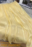 Yipinpay 2023 New Stylish Chiffon Pleated Skirt Women Solid Color Elegant Luxury Princess Fairy Midi Skirts Ladies Gentle Jupes