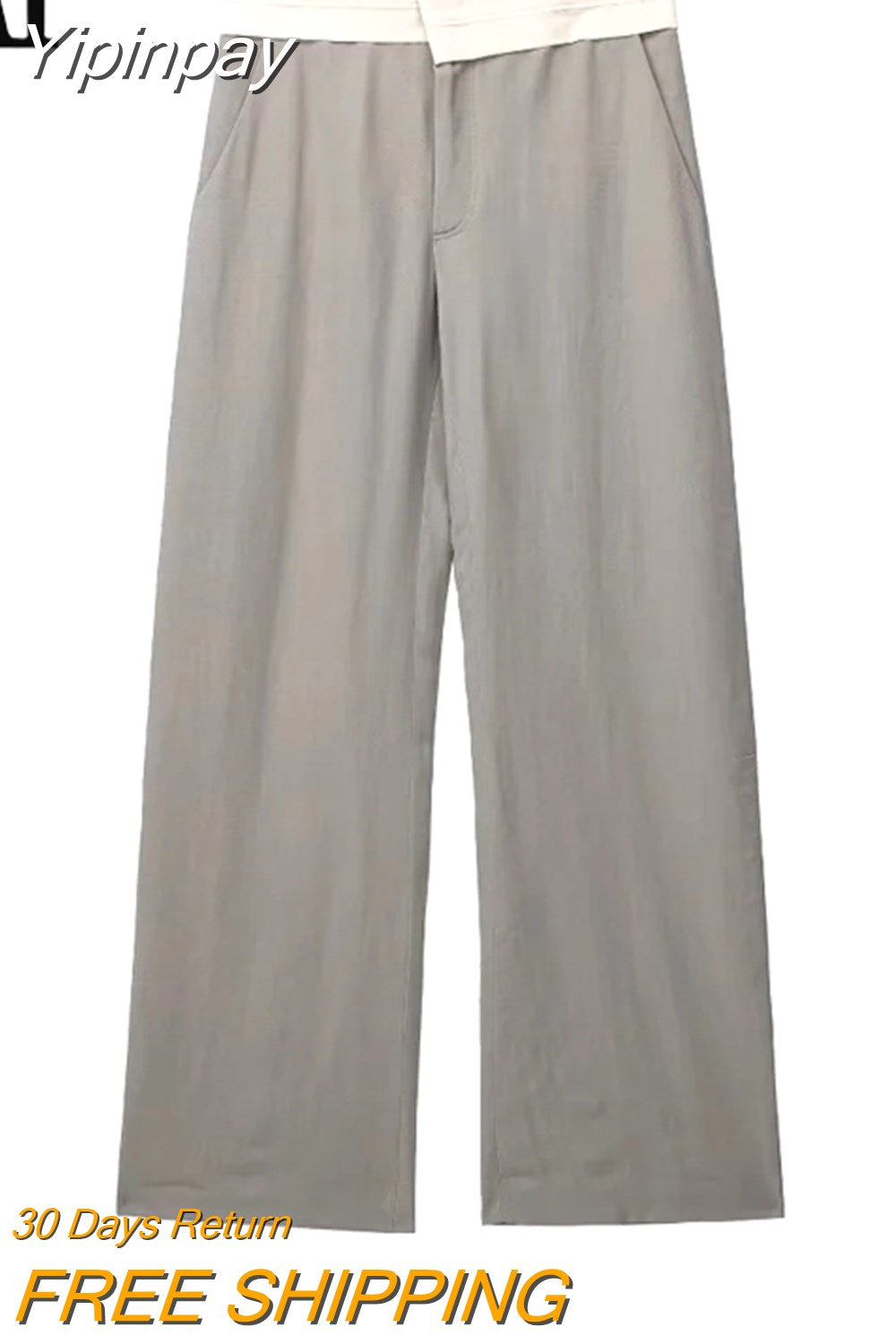Yipinpay 2023 Grey Wide Leg Pants For Women Mid-Waist Baggy Pants Woman Fashion Streetwear Women's Trousers Casual Summer Pants