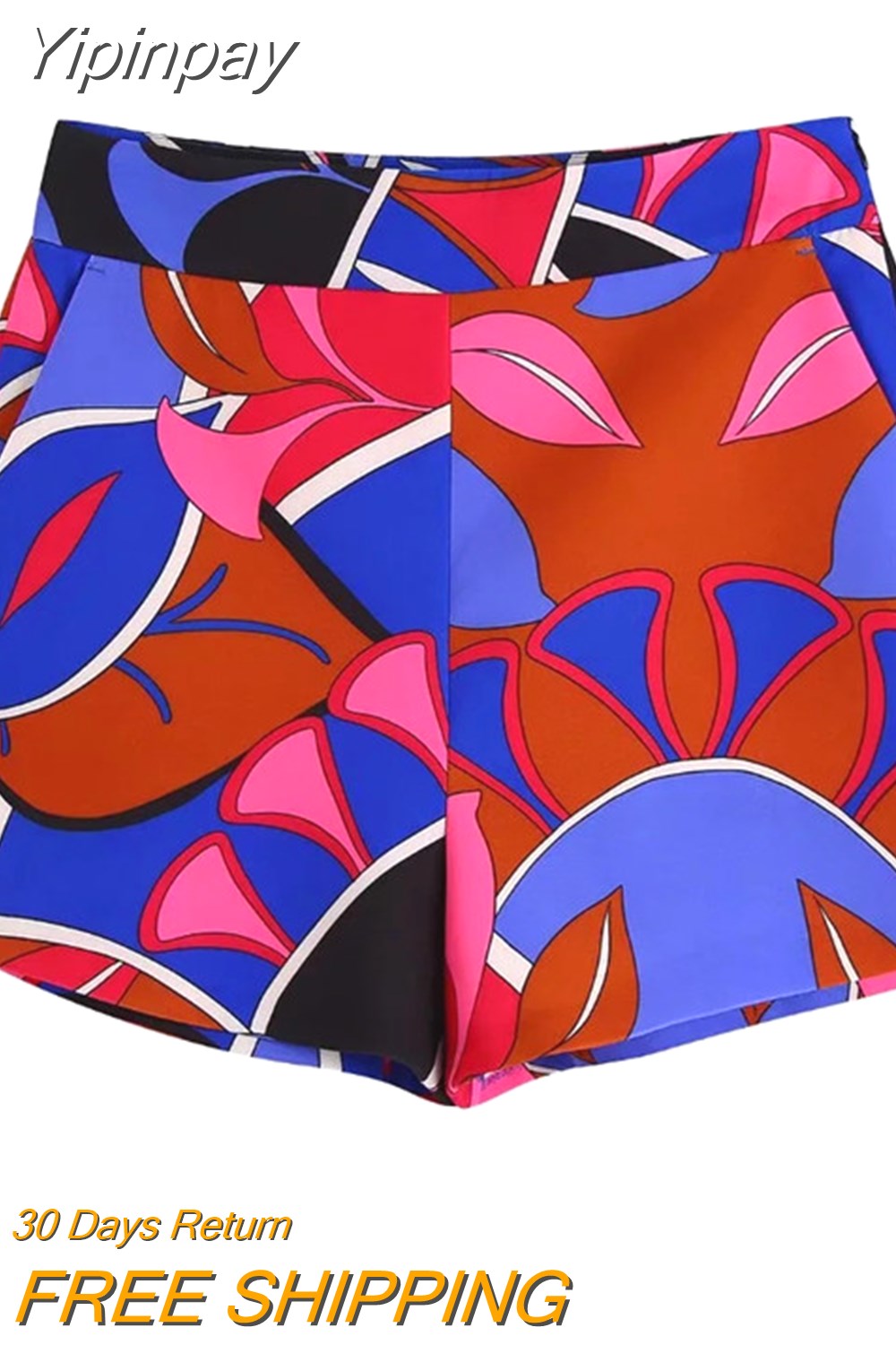 Yipinpay 2023 Print Bermuda Shorts Woman High Waist Short Pants Women Summer Y2k Fashion Pockets Beach Baggy Casual Shorts Sets