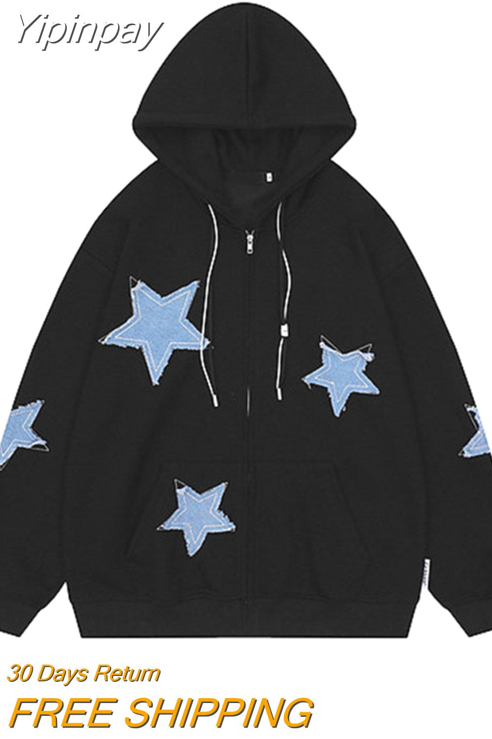 Yipinpay Men's Hoodies Sweatshirt Women's Oversized Sweatshirts with zipper Harajuku Casual Style Y2k Star Coat Streetwear Hip Hop Jacket