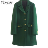 Yipinpay 2023 Winter Ladies Coat Blends Women Long Sleeve Single Breasted Jacket Slim Warm Basic Female Fashion Overcoat