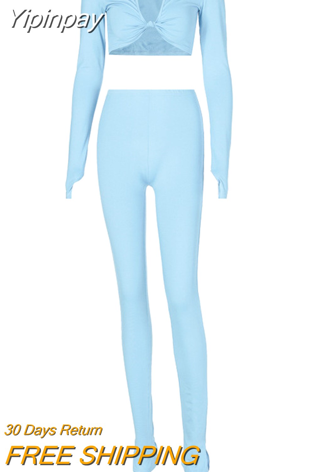 Yipinpay 2 Piece Outfits For Women Sexy Long Sleeve Crop Tops Drawstring Leggings Pants Sets Casual Sporty Sweatpants Tracksuits