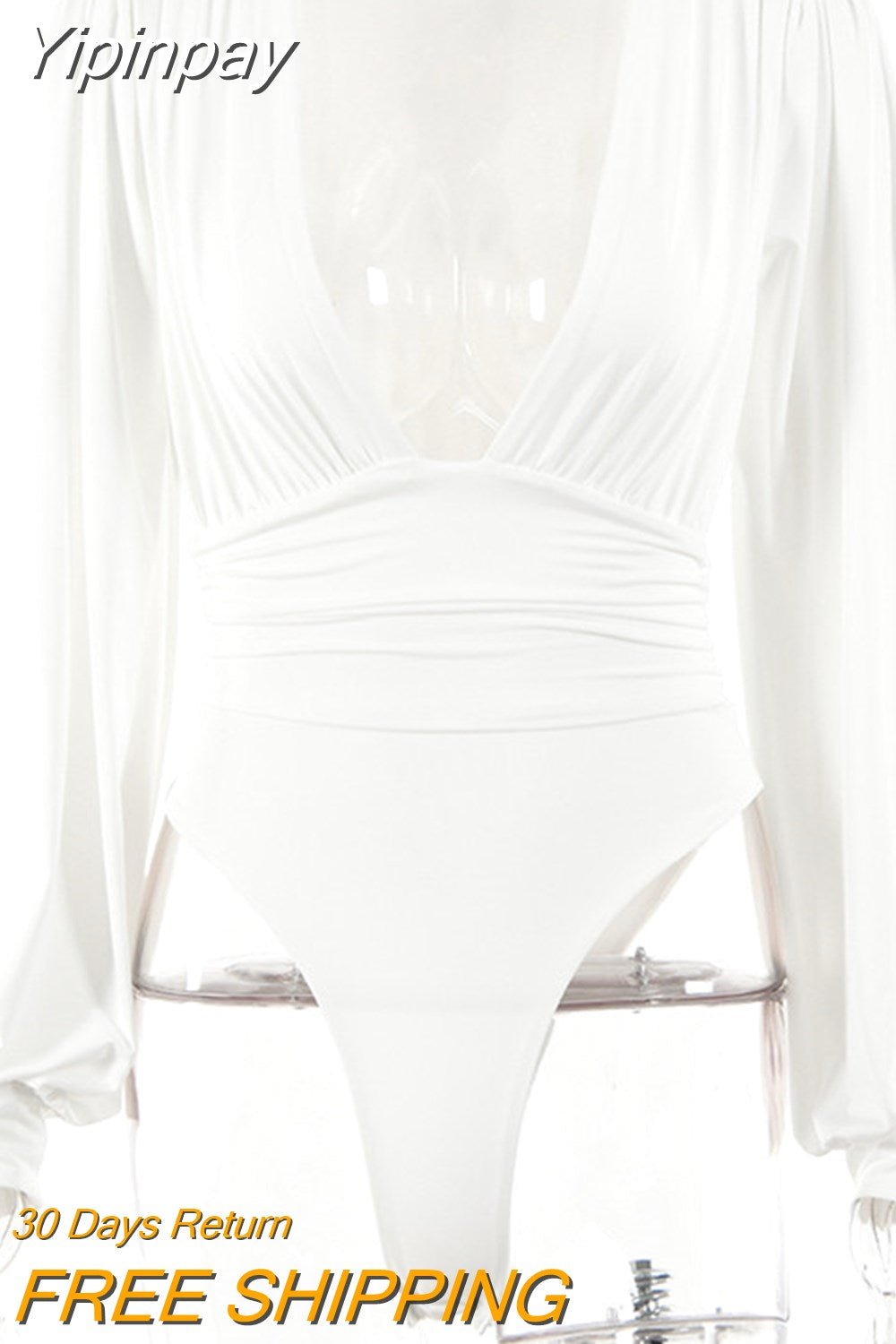 Yipinpay Black V Neck Sexy Bodysuit Women Puff Sleeve Bodycon Short Jumpsuit Body Femme Summer Casual Party Bodysuits Body Tops