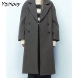 Yipinpay Elegant Ladies Loose Woolen Coat 2023 Winter Simple Double Breasted Long Sleeve Outwear Warm Basic Female Fashion Overcoat