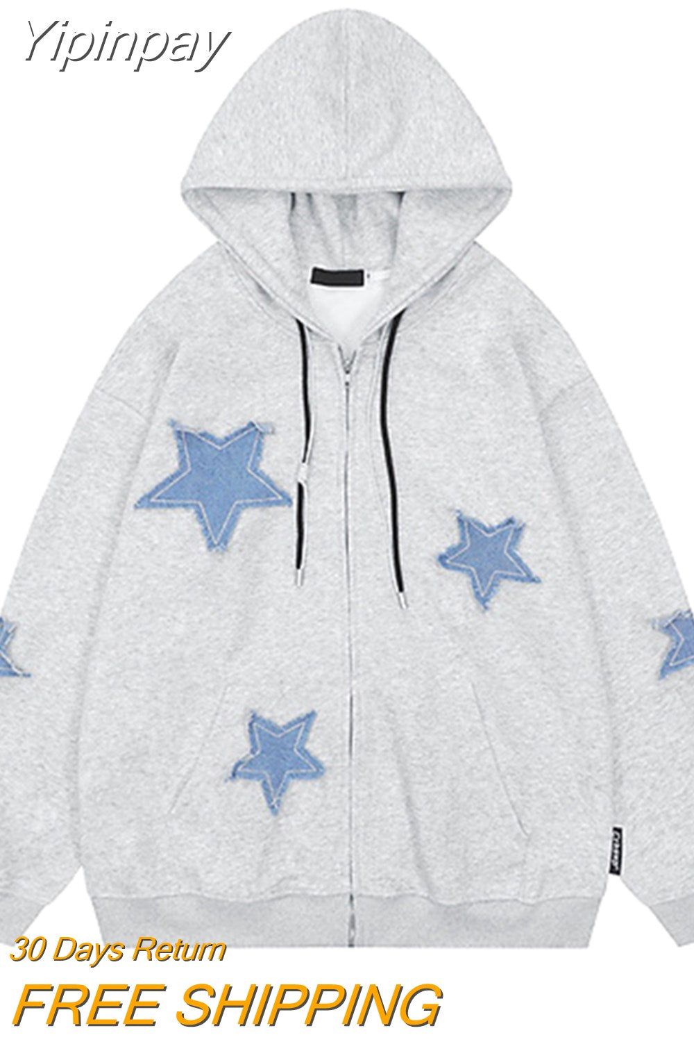 Yipinpay Men's Hoodies Sweatshirt Women's Oversized Sweatshirts with zipper Harajuku Casual Style Y2k Star Coat Streetwear Hip Hop Jacket