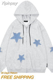 Yipinpay Men's Hoodies Sweatshirt Women's Oversized Sweatshirts with zipper Harajuku Casual Style Y2k Star Coat Streetwear Hip Hop Jacket