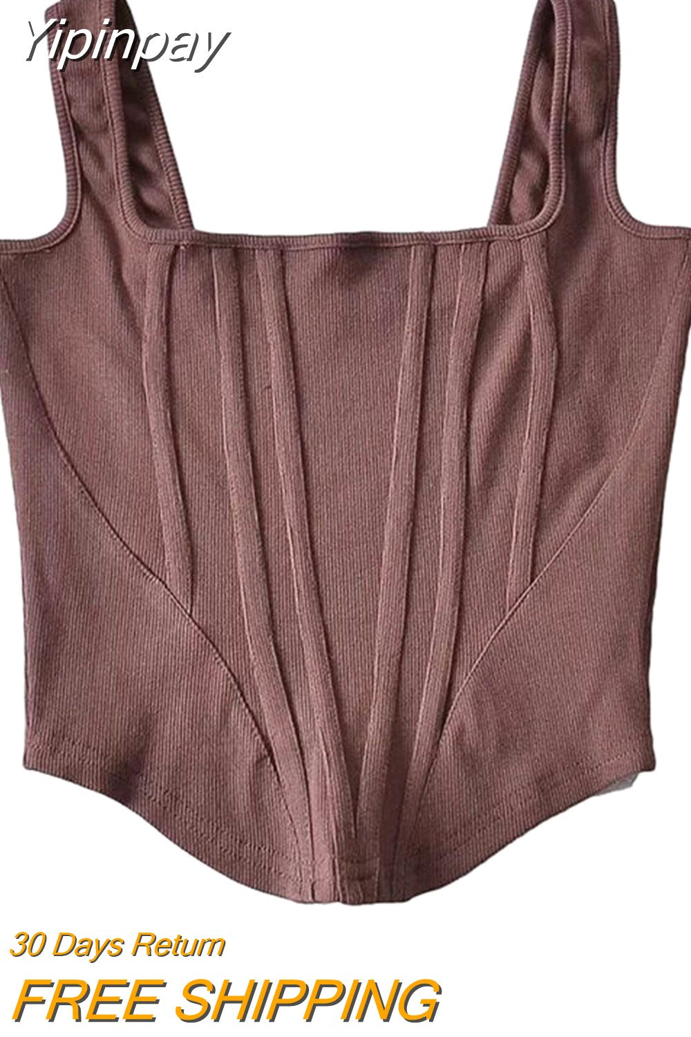 Yipinpay Bright Line Decoration Corset Tops Women Summer New Slim Square Neck Sleeveless Irregular Crop Top Outwear