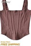 Yipinpay Bright Line Decoration Corset Tops Women Summer New Slim Square Neck Sleeveless Irregular Crop Top Outwear