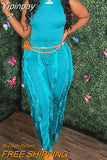 Yipinpay Tank Top & Tassel Decor Drawstring Pants Set 2023 New Fashion Two Piece Sets Female Suit