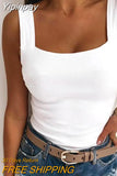 Yipinpay Summer New Women's Tank Tops Casual Square Neck Backless Knit Basic Tank Top Sleeveless White Fashion Female Outfits