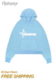 Yipinpay Popular Letter Print Hoodies Men Y2K New Harajuku Hip Hop Sweatshirts Punk Rock Casual Loose Pullovers Hot Fashion Hoodie