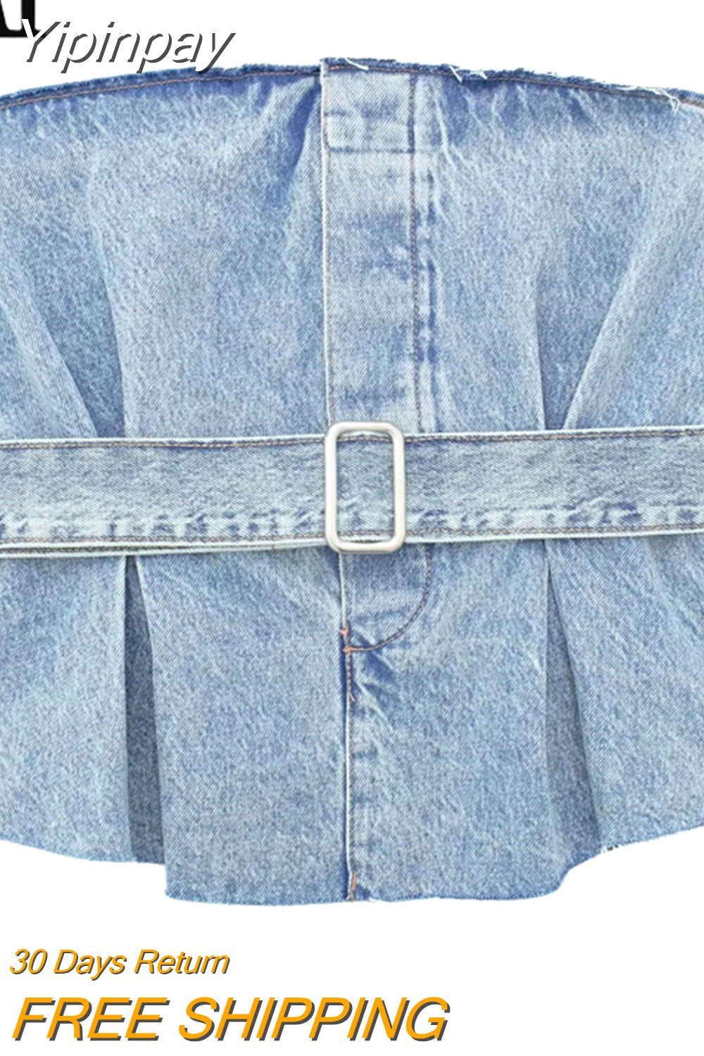 Yipinpay 2023 Blue Denim Top Female Strapless Off Shoulder Tops For Women Backless Sleeveless Tube Top Streetwear Sexy Summer Tops
