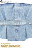 Yipinpay 2023 Blue Denim Top Female Strapless Off Shoulder Tops For Women Backless Sleeveless Tube Top Streetwear Sexy Summer Tops