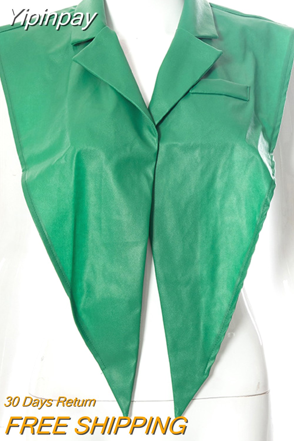 Yipinpay Women Notched Collar Faux Leather PU Tank Tops Ladies Sexy Sleeveless Shawl Vest 2023 Fall Harajuku Lolita Clothing